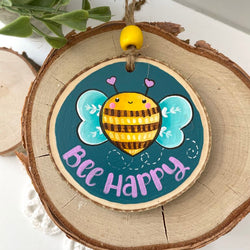 BEE HAPPY WOODSLICE ORNAMENT - view 2