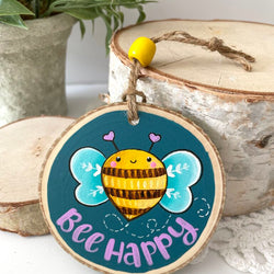 BEE HAPPY WOODSLICE ORNAMENT - view 1
