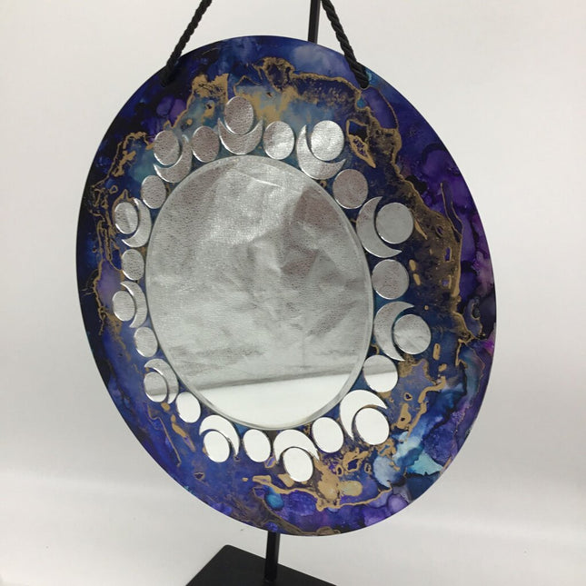 14" Round Metal Mirror/Moon&Stars