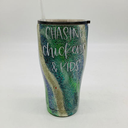 Chasing chickens and kids tumbler