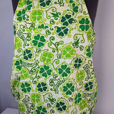 Adult Apron Shamrocks on White