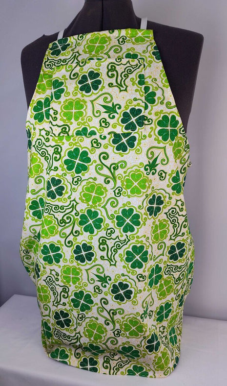 Adult Apron Shamrocks on White
