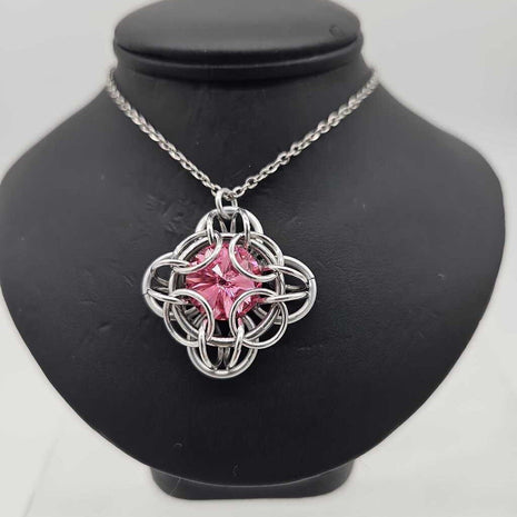 Silver Oriana 14mm Rose Crystal, 18 inch stainless steel chain