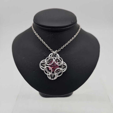 Silver Oriana 14mm Amethyst Purple Crystal, 18 inch stainless steel chain