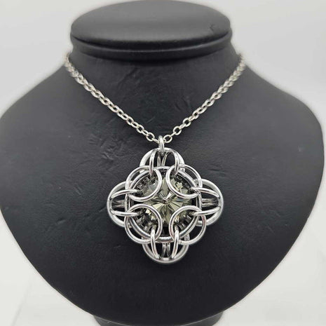 Silver Oriana 14mm Black Diamond Crystal, 18 inch stainless steel chain