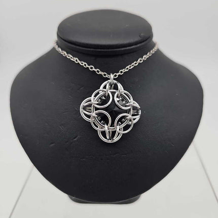 Silver Oriana 14mm Jet Black Crystal, 18 inch stainless steel chain