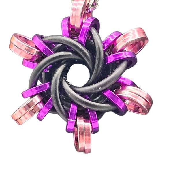 Black Purple Pink Starry Night Pendant, 18 inch stainless steel chain
