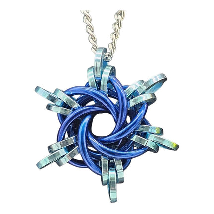 Dark Blue, Light Blue Starry Night Pendant, 18 inch stainless steel chain