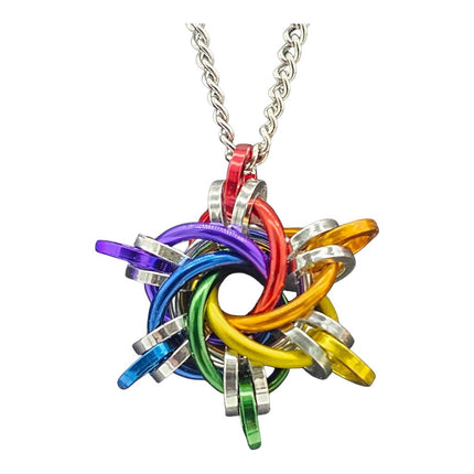 Rainbow, Silver Starry Night Pendant, 18 inch stainless steel chain