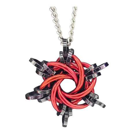 Red, Black Starry Night Pendant, 18 inch stainless steel chain