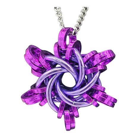 Purple, Violet Starry Night Pendant, 18 inch stainless steel chain