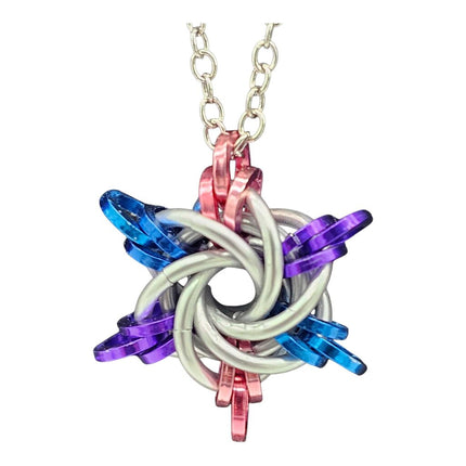 Silver, Purple, Pink, Blue Starry Night Pendant, 18 inch stainless steel chain