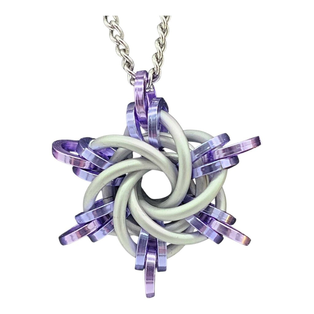 Silver, Light Purple Starry Night Pendant, 18 inch stainless steel chain