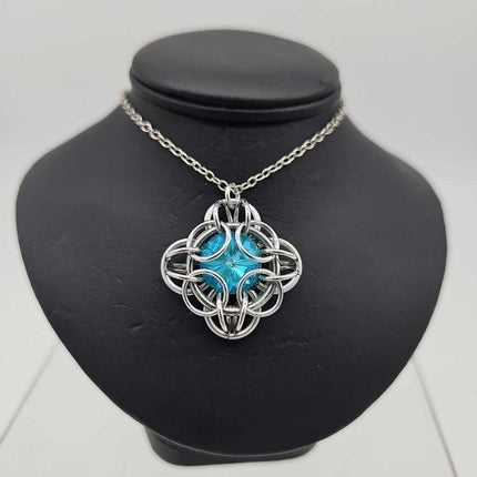 Silver Oriana 14mm Laguna Blue Crystal, 18 inch Stainless Steel chain