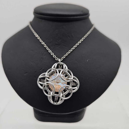 Silver Oriana 14mm Pearl Crystal, 18 inch Stainless Steel chain