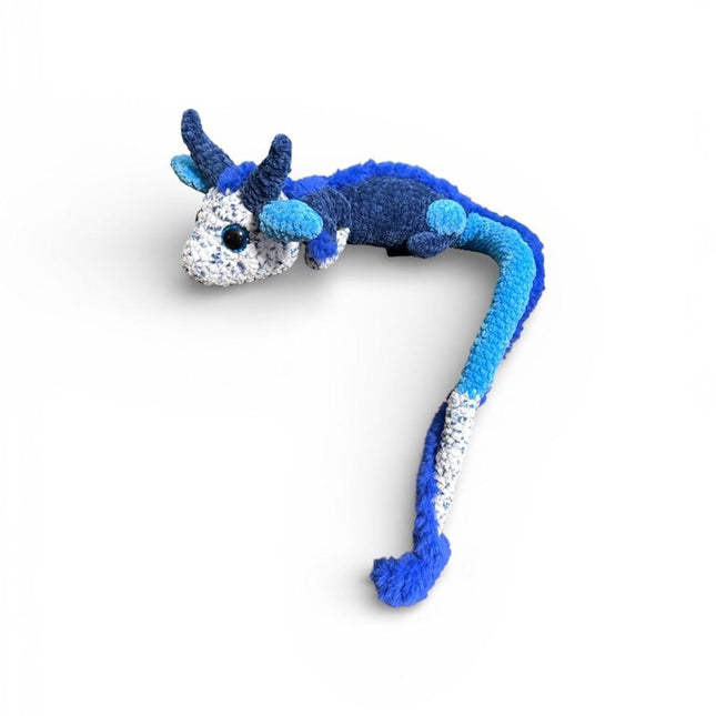 Crocheted patchwork fur dragon