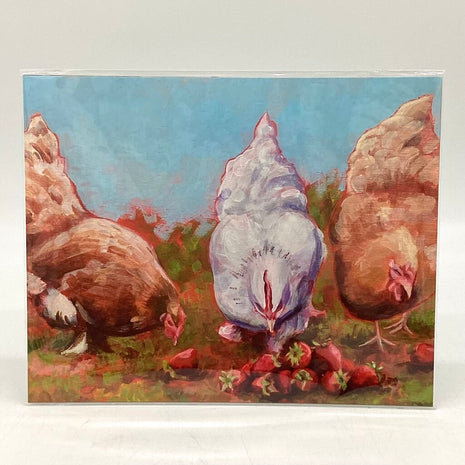 Strawberry Hens 8x10 Art Print