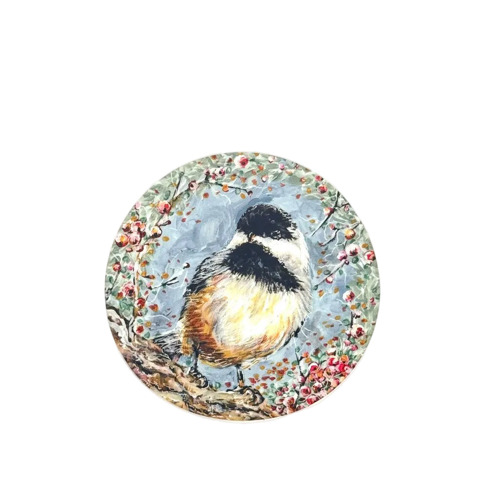Chickadee stickers created from original artwork