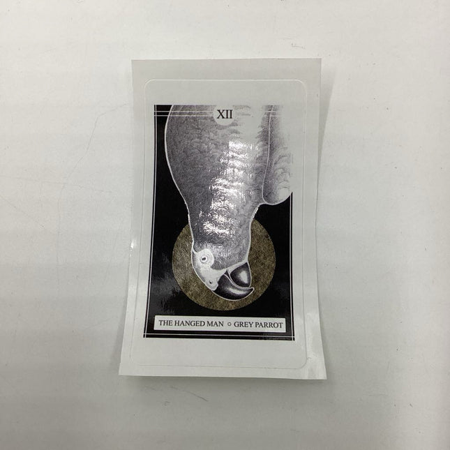 The Avian Tarot Sticker (The Hanged Man | Grey Parrot)