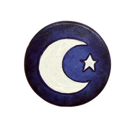 Crescent moon and star Circle Magnet