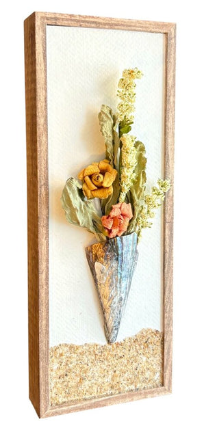 flowers in a pen shell