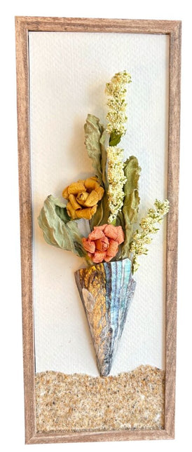 flowers in a pen shell