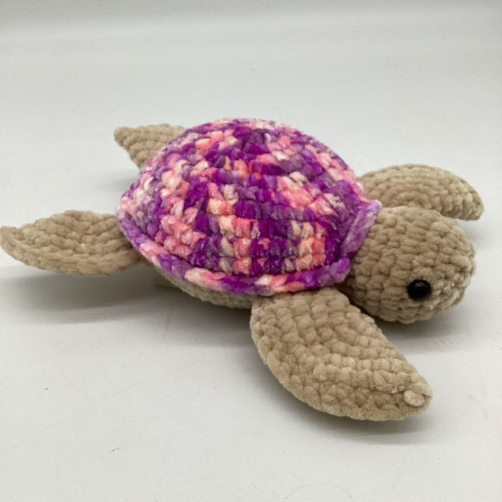 Crochet Turtle with Pink Multi Shell