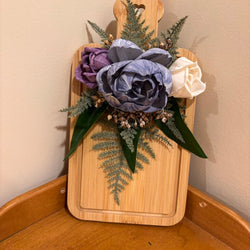 Decorative Cutting Board with Blue and Purple Sola Wood Flowers - view 1