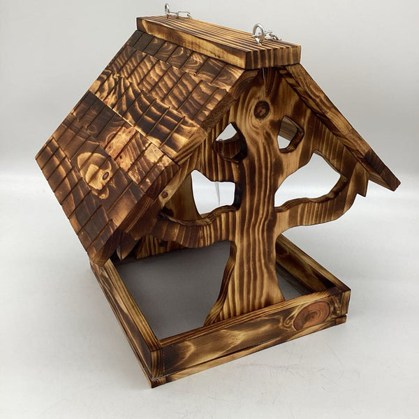 Woodburned Tree Birdfeeder