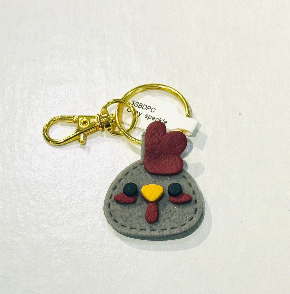 Gray speckle chicken Keychain