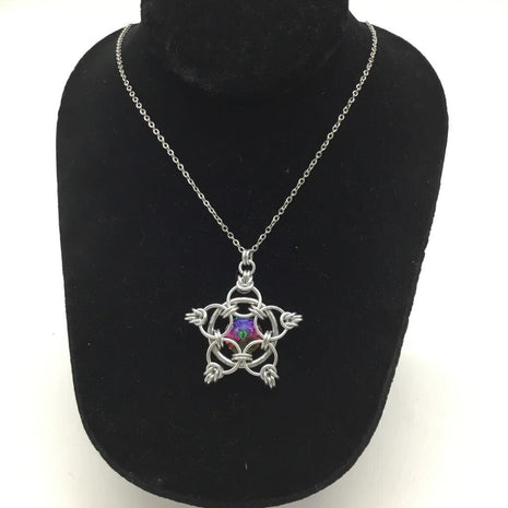 Silver Star 14mm Vitrail Crystal, 20 inch chain