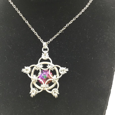 Silver Star 14mm Vitrail Crystal, 20 inch chain