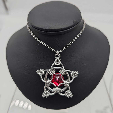 Silver Star 14mm Siam Red Crystal, 20 inch chain