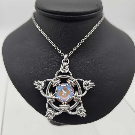 Silver Star 14mm Pearl Crystal, 20 inch chain