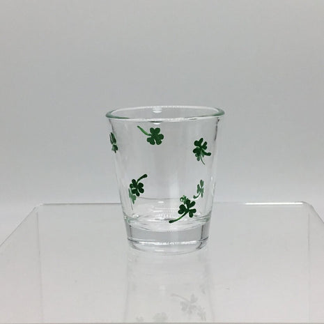 Playful Shamrocks Shot Glass, Hand-Painted, Heat-Cured, Hand-Wash Please.