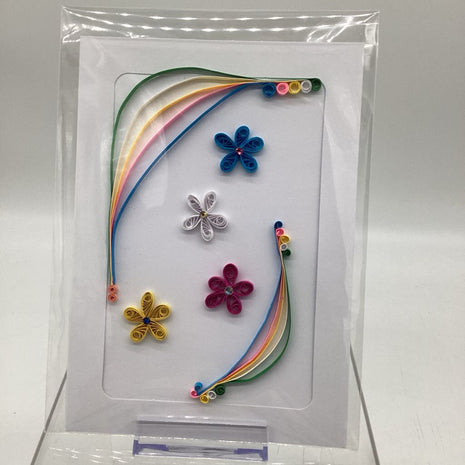 Greeting Card with 4 flowers and swarowski crystals