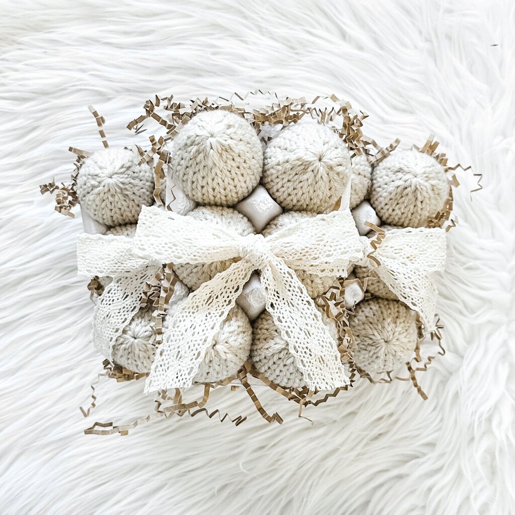 Set of 6 Knit Easter Eggs - Handmade Spring Farmhouse Decor