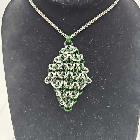 Silver Green Jelly Cube Fidget Necklace, 30 inch stainless steel chain