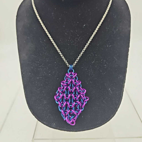Purple, Blue Jelly Cube Fidget Necklace, 30 inch stainless steel chain