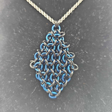 Black Blue Jelly Cube Fidget Necklace, 30 inch stainless steel chain
