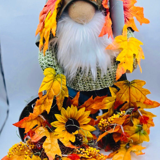 Big Gnome Raking Fall leaves