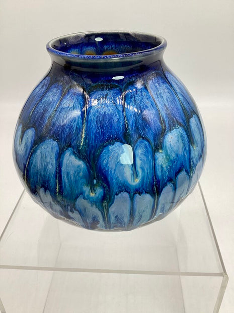 Moon Vase (small)- Obsidian/Blue