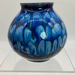 Moon Vase (small)- Obsidian/Blue - view 1
