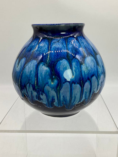 Moon Vase (small)- Obsidian/Blue