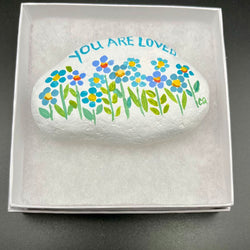 Rock Lg wh "You Are Loved" blue fl - view 1