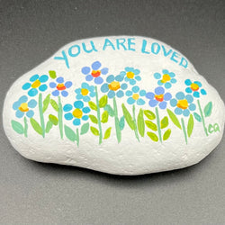 Rock Lg wh "You Are Loved" blue fl - view 2
