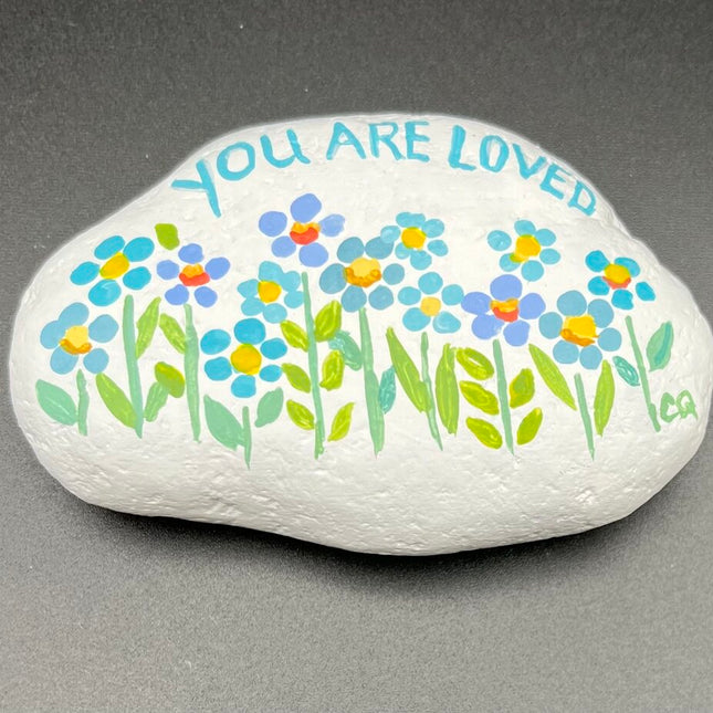 Rock Lg wh "You Are Loved" blue fl