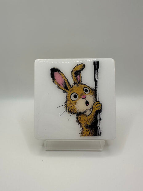 4" Square Coaster - Rabbit