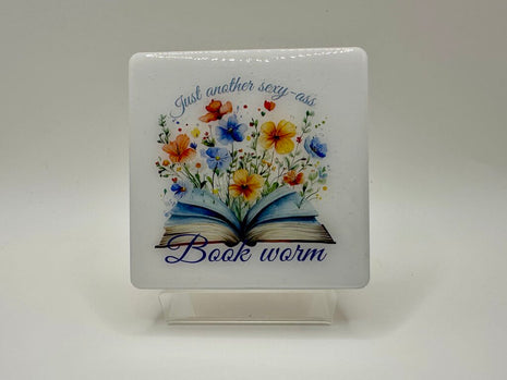 4" Square Coaster - Just Another Sexy-Ass Book Worm