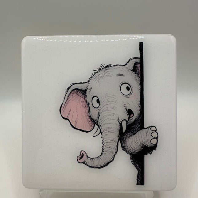 4" Square Coaster - Elephant